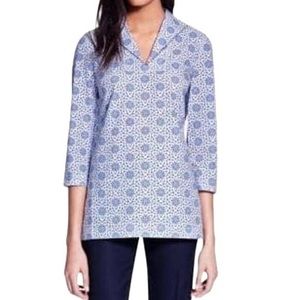 Tory Burch Blue Print Eyelet Tunic